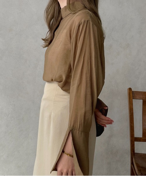 apres jour clair（アプレジュールクレア）の「【apres jour clair】シアーフレアスリーブブラウス【ZOZOTOWN限定アイテム】（シャツ/ブラウス・レディース・ブラウン系その他/アイボリー/ベージュ・X-LARGE/フリー）」の15枚目の写真