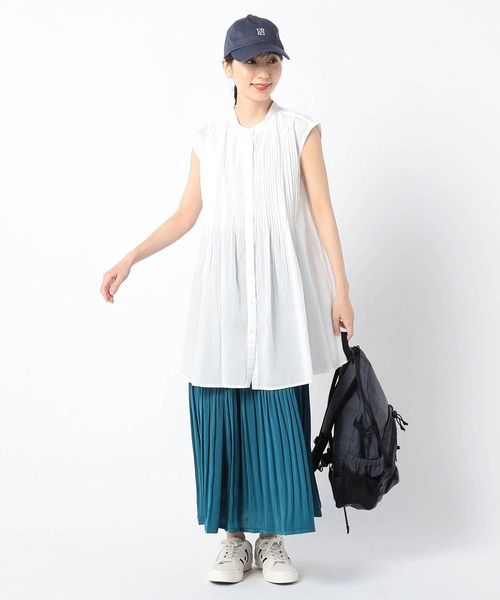 Grand PARK(グランドパーク)の「ピンタック入り ノースリーブチュニック(シャツ/ブラウス・レディース・ホワイト/ネイビー/その他・FREE)」の4枚目の写真