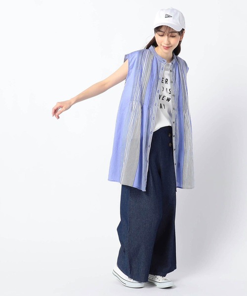 Grand PARK(グランドパーク)の「ピンタック入り ノースリーブチュニック(シャツ/ブラウス・レディース・ホワイト/ネイビー/その他・FREE)」の6枚目の写真