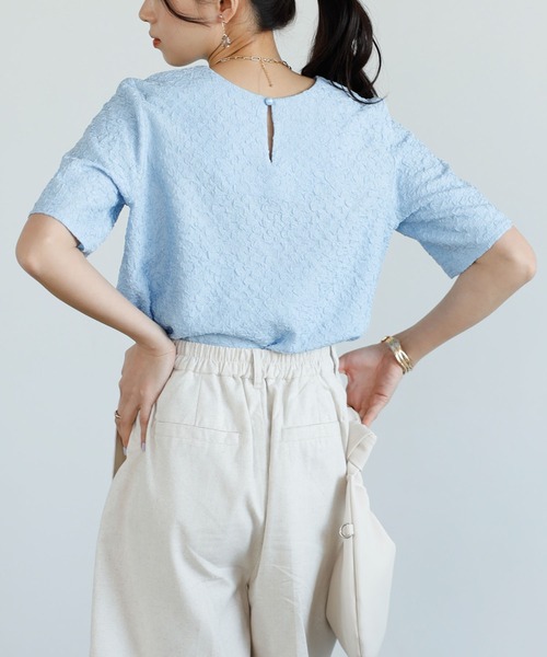 セール】ふくれジャカードテクスチャーブラウス（シャツ