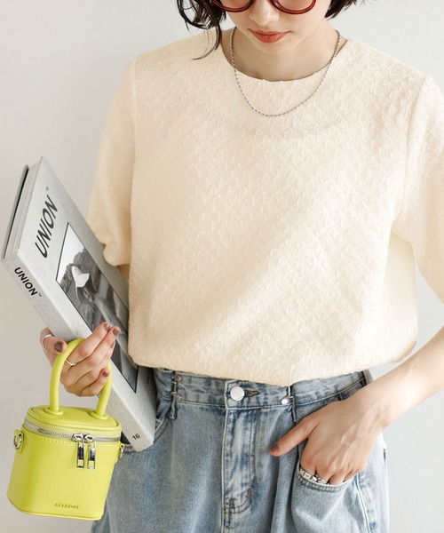 セール】ふくれジャカードテクスチャーブラウス（シャツ