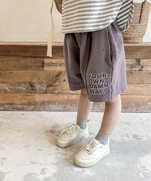 aimoha（アイモハ）の「【aimoha-KIDS-】子供服　センタープレス英字プリントハーフパンツ（スウェットパンツ・キッズ・ライトベージュ/ダークグレー・90/100/110/120/80/130）」の19枚目の写真