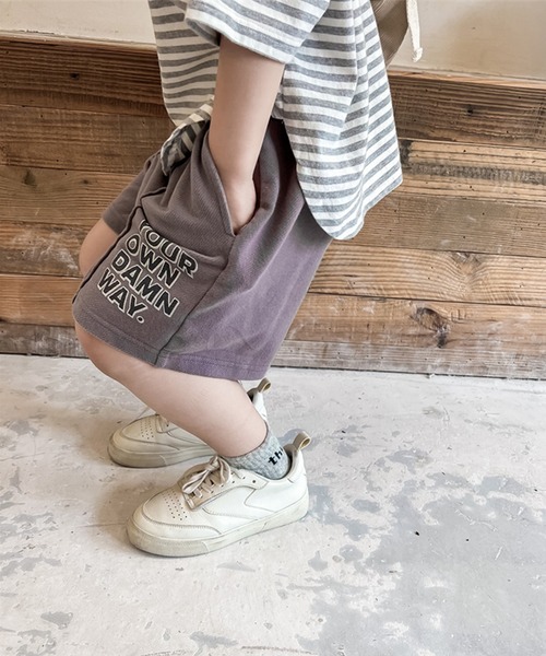 aimoha（アイモハ）の「【aimoha-KIDS-】子供服　センタープレス英字プリントハーフパンツ（スウェットパンツ・キッズ・ライトベージュ/ダークグレー・90/100/110/120/80/130）」の11枚目の写真