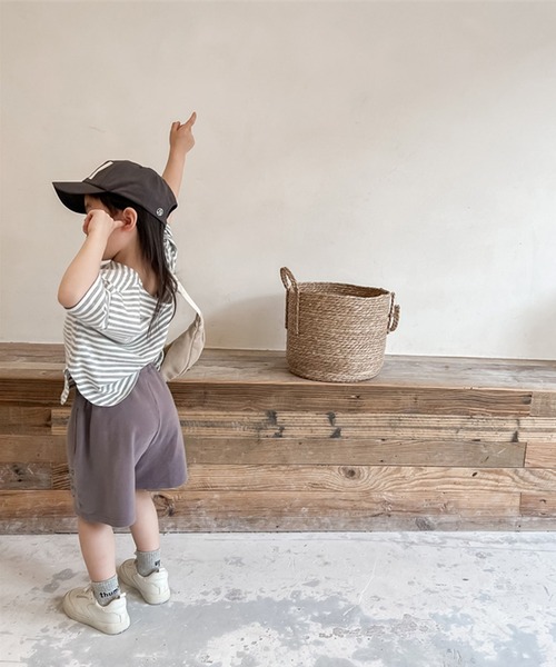 aimoha（アイモハ）の「【aimoha-KIDS-】子供服　センタープレス英字プリントハーフパンツ（スウェットパンツ・キッズ・ライトベージュ/ダークグレー・90/100/110/120/80/130）」の7枚目の写真