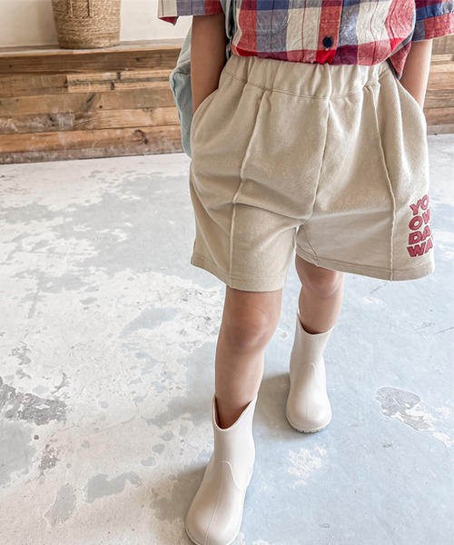 aimoha（アイモハ）の「【aimoha-KIDS-】子供服　センタープレス英字プリントハーフパンツ（スウェットパンツ・キッズ・ライトベージュ/ダークグレー・90/100/110/120/80/130）」の9枚目の写真