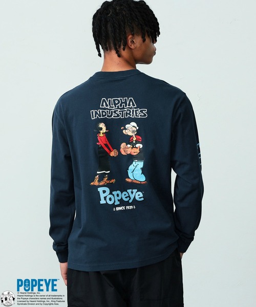 POPEYE（ポパイ）の「POPEYE(TM)xALPHA 袖バックプリントTシャツ 長袖