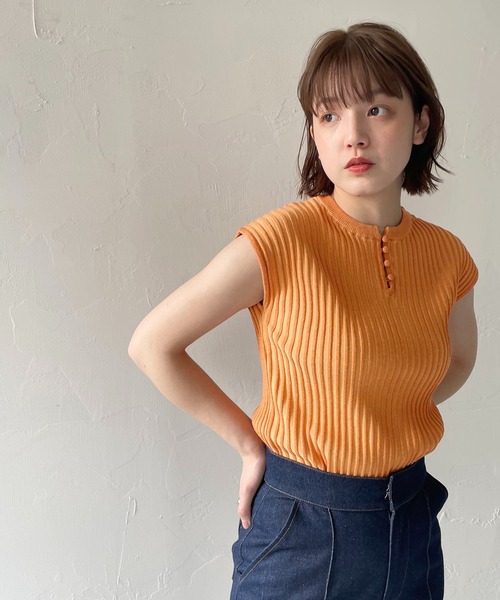 CLEIO（クレイオ）の「【CLEIO】二重臼フレンチスリーブニット（ニット/セーター・レディース・ライトグリーン/テラコッタ/アイボリー・FREE）」の16枚目の写真