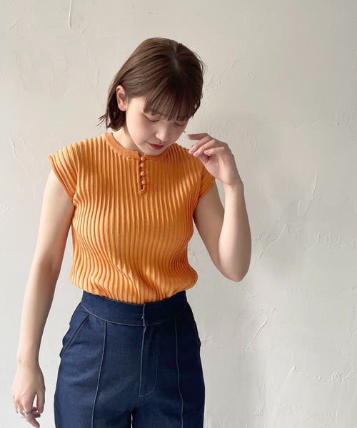 CLEIO（クレイオ）の「【CLEIO】二重臼フレンチスリーブニット（ニット/セーター・レディース・ライトグリーン/テラコッタ/アイボリー・FREE）」の20枚目の写真