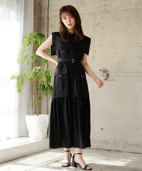 LADYMADE（レディメイド）の「BIGカラーワークポケットワンピース（ワンピース・レディース・カーキ/ブラック/ホワイト・FREE）」の3枚目の写真