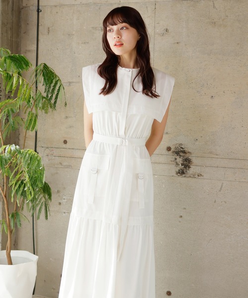 LADYMADE（レディメイド）の「BIGカラーワークポケットワンピース（ワンピース・レディース・カーキ/ブラック/ホワイト・FREE）」の6枚目の写真