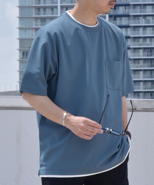 SHIPS any(シップス エニィ)の「SHIPS any: 〈吸水・速乾・ストレッチ〉 フェイク レイヤード Tシャツ 24SS◇(Tシャツ/カットソー・メンズ・ブルー系/ネイビー/キャメル/オリーブ/ライトグリーン/レンガ/ベージュ/ブラック・LARGE/X-LARGE/SMALL/MEDIUM)」の7枚目の写真