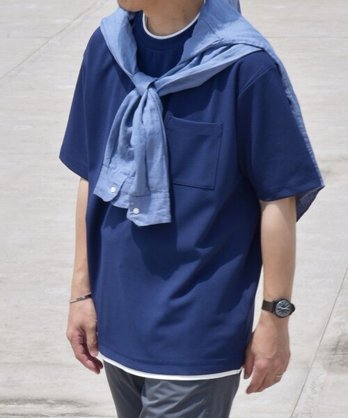 SHIPS any(シップス エニィ)の「SHIPS any: 〈吸水・速乾・ストレッチ〉 フェイク レイヤード Tシャツ 24SS◇(Tシャツ/カットソー・メンズ・ブルー系/ネイビー/キャメル/オリーブ/ライトグリーン/レンガ/ベージュ/ブラック・LARGE/X-LARGE/SMALL/MEDIUM)」の6枚目の写真