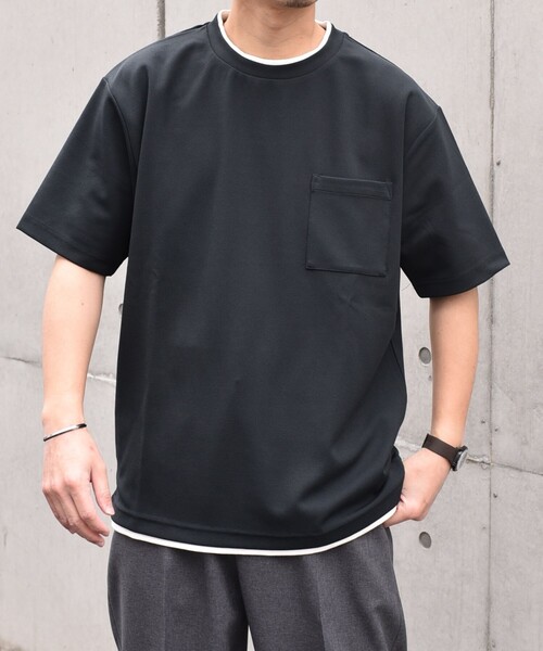 Tシャツ・カットソー T SHIPS any: 〈吸水・速乾・ストレッチ〉 フェイク レイヤード T