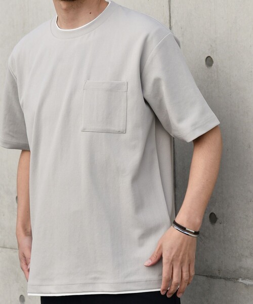 SHIPS any(シップス エニィ)の「SHIPS any: 〈吸水・速乾・ストレッチ〉 フェイク レイヤード Tシャツ 24SS◇(Tシャツ/カットソー・メンズ・ブルー系/ネイビー/キャメル/オリーブ/ライトグリーン/レンガ/ベージュ/ブラック・LARGE/X-LARGE/SMALL/MEDIUM)」の20枚目の写真