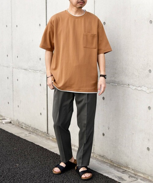 SHIPS any(シップス エニィ)の「SHIPS any: 〈吸水・速乾・ストレッチ〉 フェイク レイヤード Tシャツ 24SS◇(Tシャツ/カットソー・メンズ・ブルー系/ネイビー/キャメル/オリーブ/ライトグリーン/レンガ/ベージュ/ブラック・LARGE/X-LARGE/SMALL/MEDIUM)」の21枚目の写真