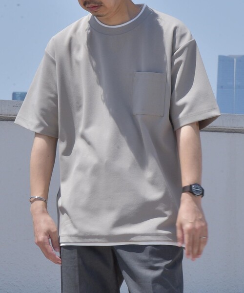 関税送料込HERNO レイヤードTシャツ SHIPS any: 〈吸水・速乾・ストレッチ〉 フェイク レイヤード T