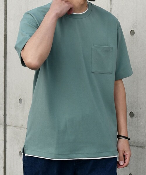 関税送料込HERNO レイヤードTシャツ SHIPS any: 〈吸水・速乾・ストレッチ〉 フェイク レイヤード T