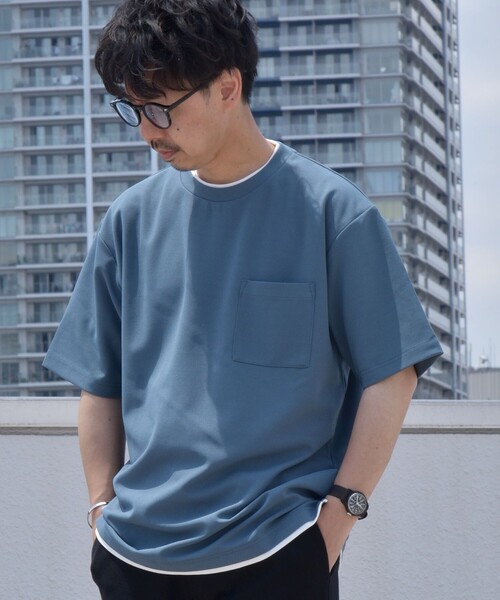 関税送料込HERNO レイヤードTシャツ SHIPS any: 〈吸水・速乾・ストレッチ〉 フェイク レイヤード T