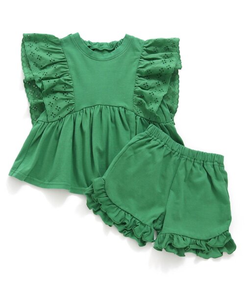 BREEZE（ブリーズ）の「肩フリルサマーセットアップ（セットアップ・キッズ・グリーン/キャメル・80/90/100/110/120/130/140）」の8枚目の写真