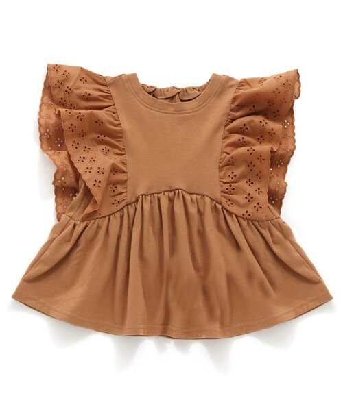 BREEZE（ブリーズ）の「肩フリルサマーセットアップ（セットアップ・キッズ・グリーン/キャメル・80/90/100/110/120/130/140）」の9枚目の写真