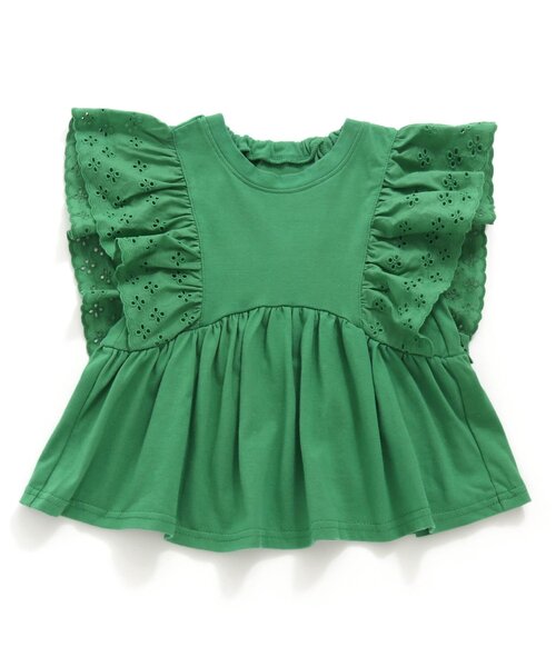 BREEZE（ブリーズ）の「肩フリルサマーセットアップ（セットアップ・キッズ・グリーン/キャメル・80/90/100/110/120/130/140）」の10枚目の写真