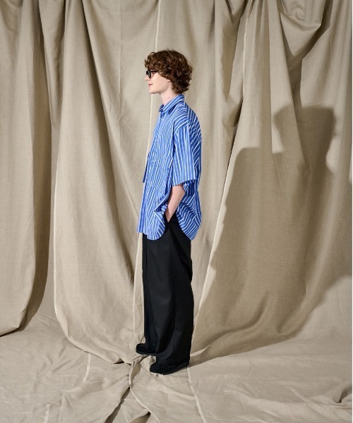 WETTEMPT(ウィテンプト)の「BIG POCKET STRIPE SHIRT/ビッグポケットストライプシャツ(シャツ/ブラウス・メンズ・ベージュ/サックスブルー/ブルー・SMALL/MEDIUM/LARGE)」の14枚目の写真