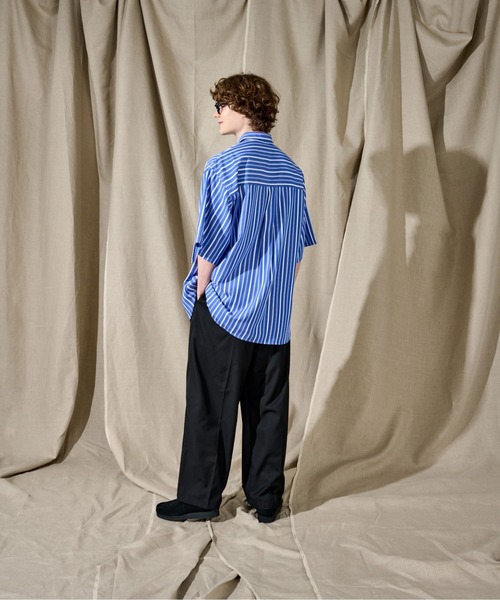 WETTEMPT(ウィテンプト)の「BIG POCKET STRIPE SHIRT/ビッグポケットストライプシャツ(シャツ/ブラウス・メンズ・ベージュ/サックスブルー/ブルー・SMALL/MEDIUM/LARGE)」の4枚目の写真
