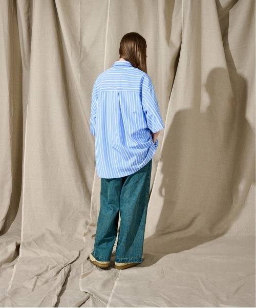 WETTEMPT(ウィテンプト)の「BIG POCKET STRIPE SHIRT/ビッグポケットストライプシャツ(シャツ/ブラウス・メンズ・ベージュ/サックスブルー/ブルー・SMALL/MEDIUM/LARGE)」の12枚目の写真