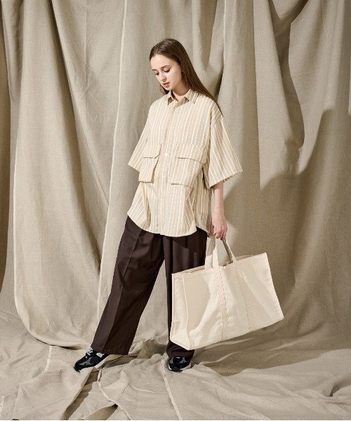 WETTEMPT(ウィテンプト)の「BIG POCKET STRIPE SHIRT/ビッグポケットストライプシャツ(シャツ/ブラウス・メンズ・ベージュ/サックスブルー/ブルー・SMALL/MEDIUM/LARGE)」の10枚目の写真