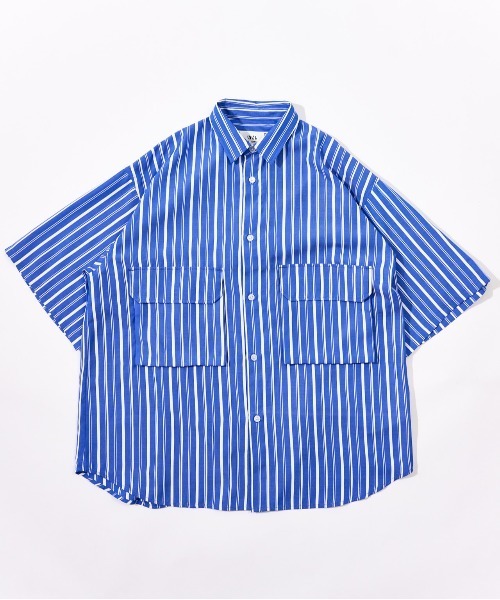 WETTEMPT（ウィテンプト）の「BIG POCKET STRIPE SHIRT/ビッグポケット