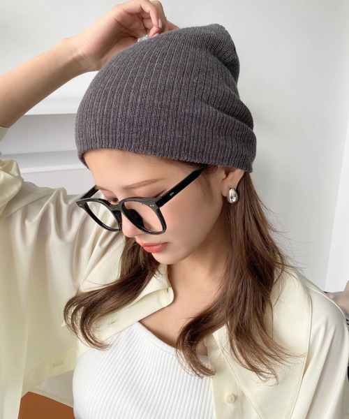 moment+(モーメントプラス)の「【累計販売枚数1万枚突破!】リブ編みニット帽(ニットキャップ/ビーニー・レディース・チャコールグレー/ブラック/カーキ/オレンジ/アイボリー/ボルドー/グレイッシュベージュ・FREE)」の15枚目の写真