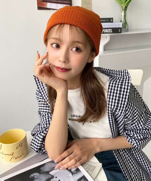 moment+(モーメントプラス)の「【累計販売枚数1万枚突破!】リブ編みニット帽(ニットキャップ/ビーニー・レディース・チャコールグレー/ブラック/カーキ/オレンジ/アイボリー/ボルドー/グレイッシュベージュ・FREE)」の14枚目の写真