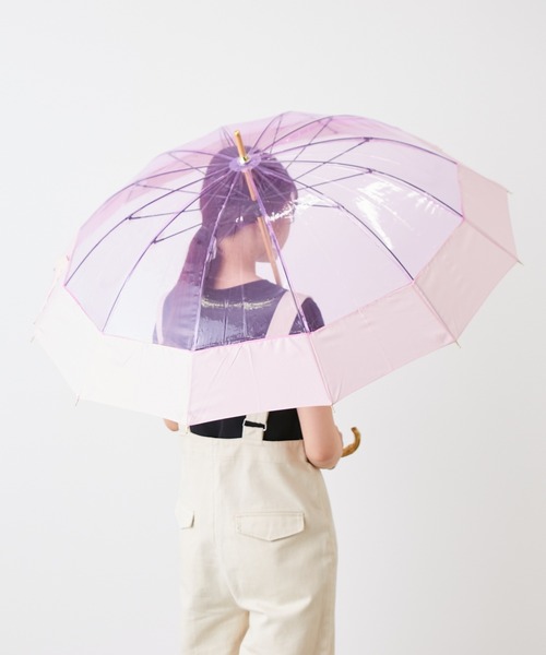 BIRTHDAY BAR（バースデイバー）の「カラー切継  12本骨 ビニール傘（長傘・レディース・オレンジ/ピンク/ネイビー・フリー）」の9枚目の写真