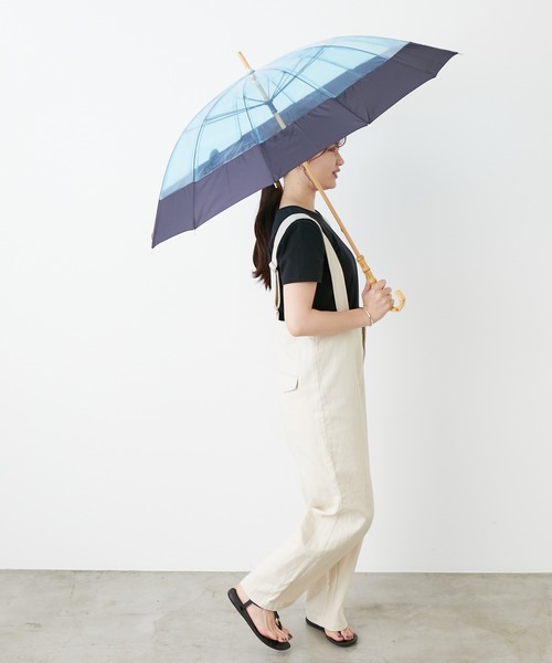 BIRTHDAY BAR（バースデイバー）の「カラー切継  12本骨 ビニール傘（長傘・レディース・オレンジ/ピンク/ネイビー・フリー）」の12枚目の写真