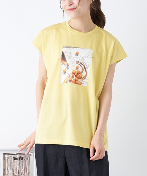 Brahmin(ブラーミン)の「【BRAHMIN】フォトプリントTシャツ(Tシャツ/カットソー・レディース・モカ/オフホワイト/ブラック/レモンイエロー・2)」の4枚目の写真
