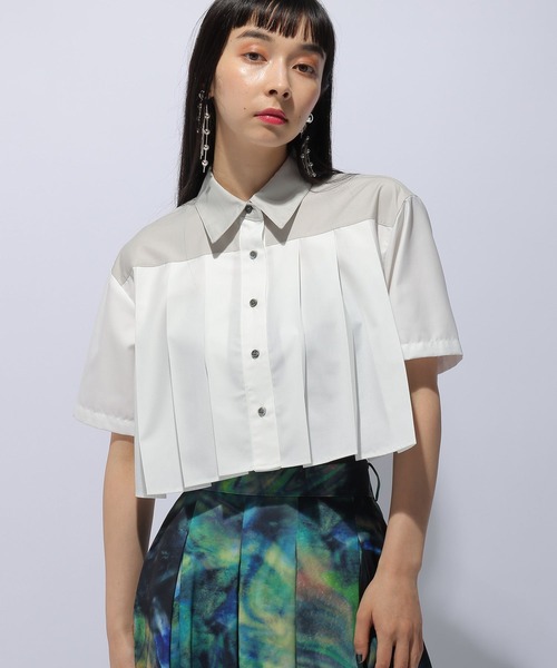 HARE（ハレ）の「プリーツショートシャツ(HARE)（シャツ/ブラウス・レディース・グリーン/ブラック/ホワイト・FREE）」の20枚目の写真