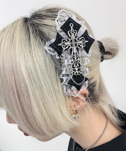 レースクロスデザイン ヘアクリップ（バレッタ/ヘアクリップ）｜SPINNS
