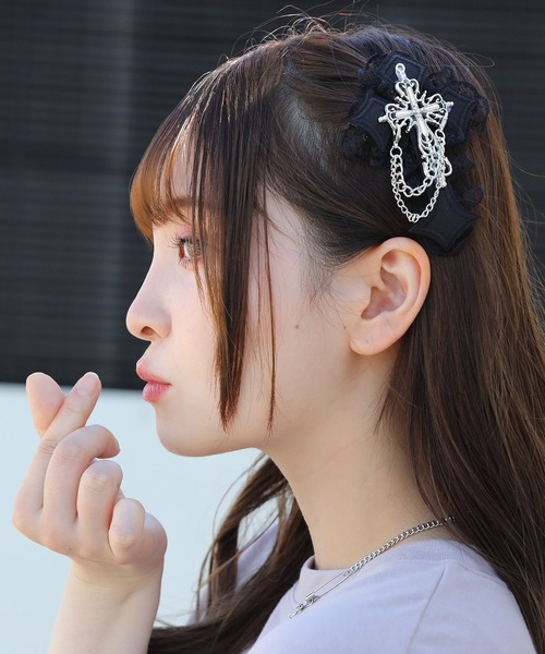 レースクロスデザイン ヘアクリップ（バレッタ/ヘアクリップ）｜SPINNS