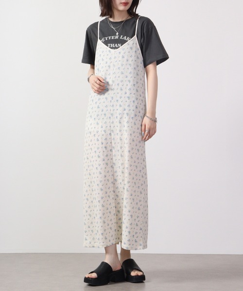 JEMORGAN(ジェーイーモーガン)の「JEMORGAN ワッフル花柄キャミワンピース(パック入り)(ワンピース・レディース・サックスブルー/ピンク・F)」の1枚目の写真