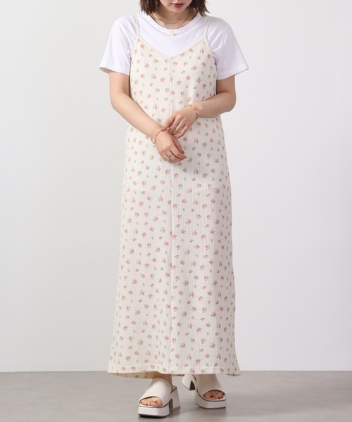 JEMORGAN(ジェーイーモーガン)の「JEMORGAN ワッフル花柄キャミワンピース(パック入り)(ワンピース・レディース・サックスブルー/ピンク・F)」の2枚目の写真