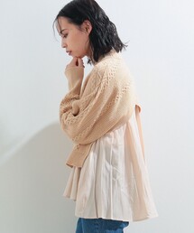 Ray BEAMS | Ray BEAMS / ケーブル バック プリーツ ハイネック ニット(ニット/セーター)