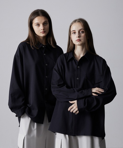 CLEL（クレイル）の「【CLEL】Ring Snap Loose  Shirt/リングスナップ ルーズシャツ（シャツ/ブラウス・メンズ・ダークネイビー/モカ/ダークブラウン/チャコールグレー・M/L/S）」の4枚目の写真