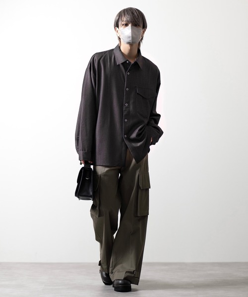 CLEL（クレイル）の「【CLEL】Ring Snap Loose  Shirt/リングスナップ ルーズシャツ（シャツ/ブラウス・メンズ・ダークネイビー/モカ/ダークブラウン/チャコールグレー・M/L/S）」の15枚目の写真