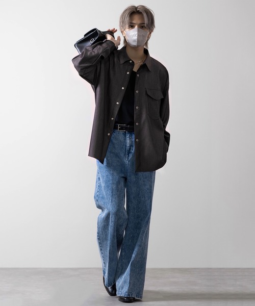 CLEL（クレイル）の「【CLEL】Ring Snap Loose  Shirt/リングスナップ ルーズシャツ（シャツ/ブラウス・メンズ・ダークネイビー/モカ/ダークブラウン/チャコールグレー・M/L/S）」の17枚目の写真