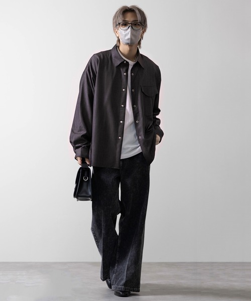 CLEL】Ring Snap Loose Shirt/リングスナップ ルーズシャツ