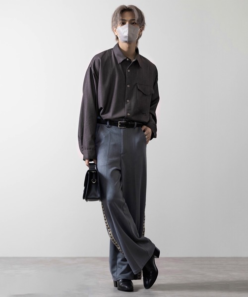 CLEL（クレイル）の「【CLEL】Ring Snap Loose  Shirt/リングスナップ ルーズシャツ（シャツ/ブラウス・メンズ・ダークネイビー/モカ/ダークブラウン/チャコールグレー・M/L/S）」の19枚目の写真