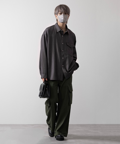 CLEL（クレイル）の「【CLEL】Ring Snap Loose  Shirt/リングスナップ ルーズシャツ（シャツ/ブラウス・メンズ・ダークネイビー/モカ/ダークブラウン/チャコールグレー・M/L/S）」の20枚目の写真