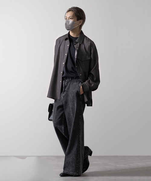 CLEL（クレイル）の「【CLEL】Ring Snap Loose  Shirt/リングスナップ ルーズシャツ（シャツ/ブラウス・メンズ・ダークネイビー/モカ/ダークブラウン/チャコールグレー・M/L/S）」の21枚目の写真