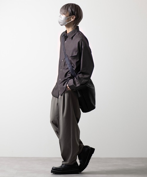 CLEL（クレイル）の「【CLEL】Ring Snap Loose  Shirt/リングスナップ ルーズシャツ（シャツ/ブラウス・メンズ・ダークネイビー/モカ/ダークブラウン/チャコールグレー・M/L/S）」の14枚目の写真