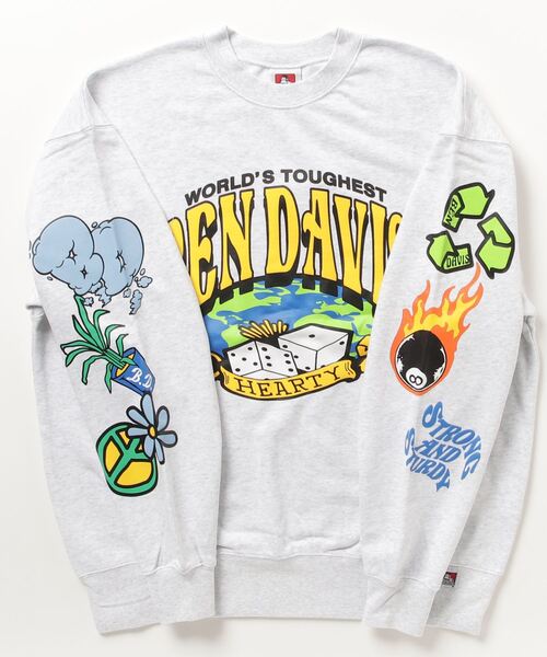 BEN DAVIS（ベンデイビス）の「【BENDAVIS／ベンデイビス】BEN AROUND THE WORLDCREW ロゴプリントスウェット/バックプリント/アームプリント/ビッグシルエット（スウェット・メンズ・ブラック/パープル/ダークブルー/アッシュグレー・M/L/XL）」の20枚目の写真